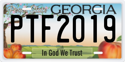 GA license plate PTF2019