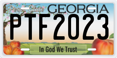 GA license plate PTF2023