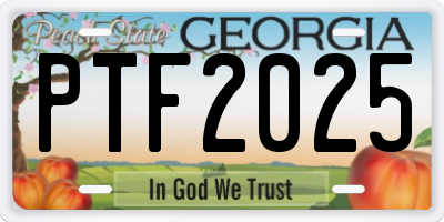 GA license plate PTF2025