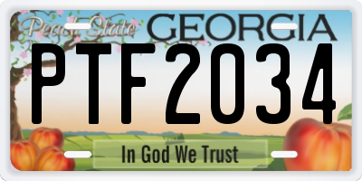 GA license plate PTF2034