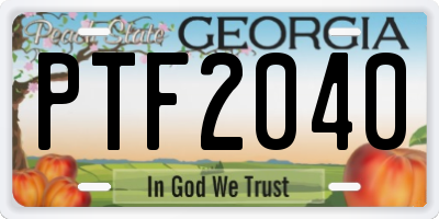 GA license plate PTF2040
