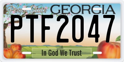 GA license plate PTF2047