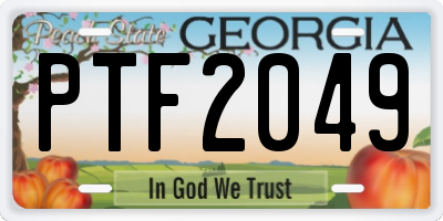GA license plate PTF2049