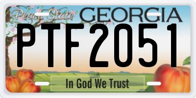 GA license plate PTF2051