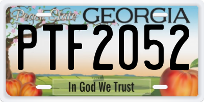 GA license plate PTF2052