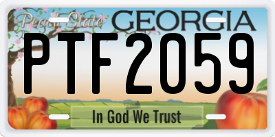 GA license plate PTF2059