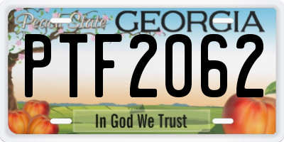 GA license plate PTF2062