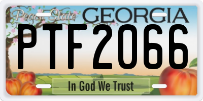 GA license plate PTF2066