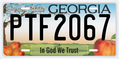 GA license plate PTF2067
