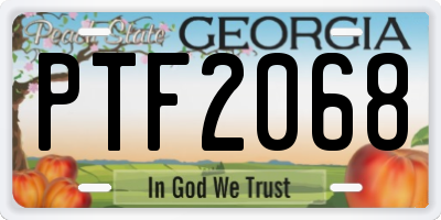 GA license plate PTF2068