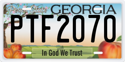 GA license plate PTF2070