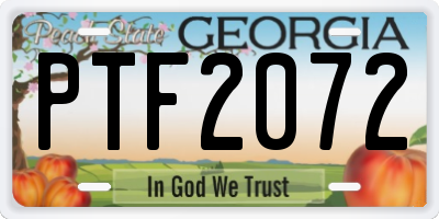 GA license plate PTF2072