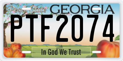 GA license plate PTF2074