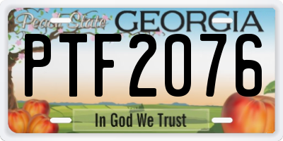 GA license plate PTF2076
