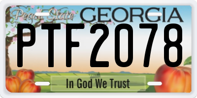 GA license plate PTF2078