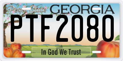 GA license plate PTF2080