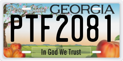 GA license plate PTF2081