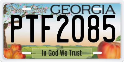 GA license plate PTF2085