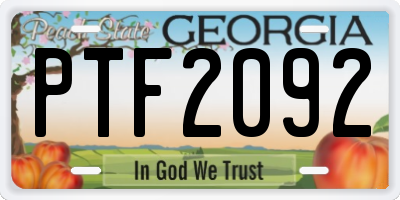 GA license plate PTF2092