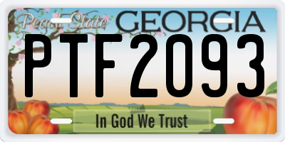 GA license plate PTF2093