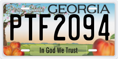 GA license plate PTF2094