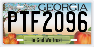 GA license plate PTF2096