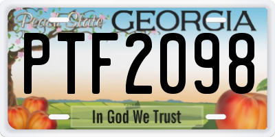 GA license plate PTF2098