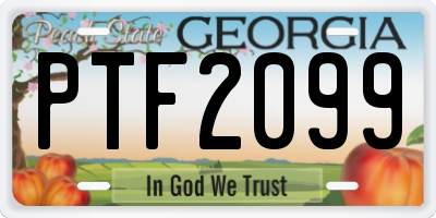 GA license plate PTF2099