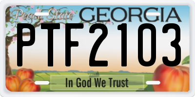 GA license plate PTF2103