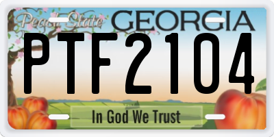 GA license plate PTF2104