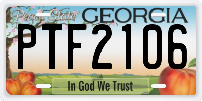 GA license plate PTF2106