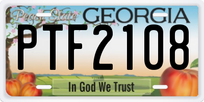 GA license plate PTF2108
