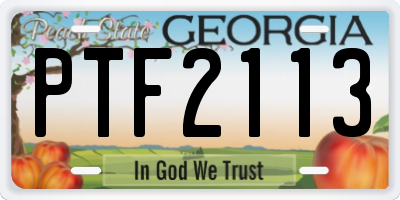 GA license plate PTF2113