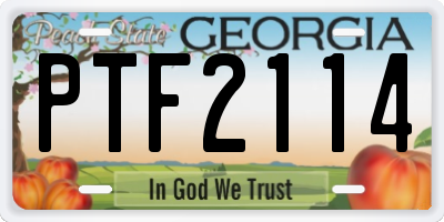 GA license plate PTF2114