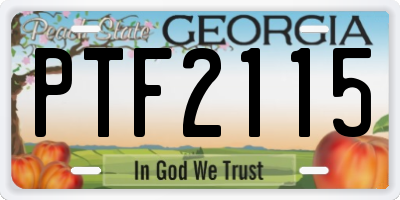 GA license plate PTF2115