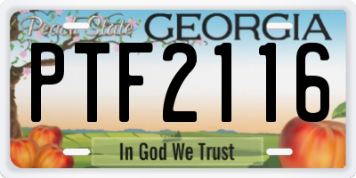 GA license plate PTF2116