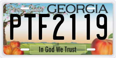 GA license plate PTF2119