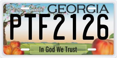 GA license plate PTF2126