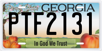 GA license plate PTF2131