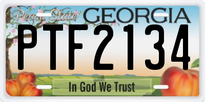 GA license plate PTF2134