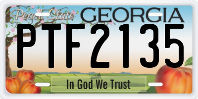 GA license plate PTF2135