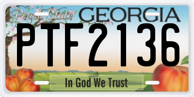 GA license plate PTF2136