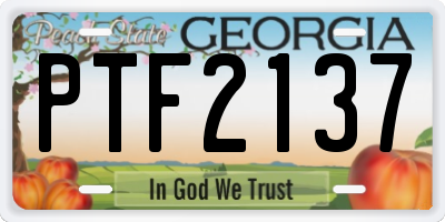 GA license plate PTF2137
