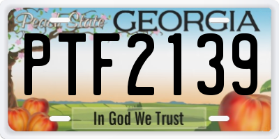 GA license plate PTF2139