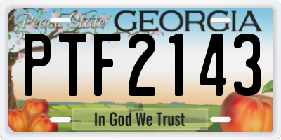 GA license plate PTF2143