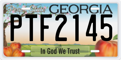 GA license plate PTF2145