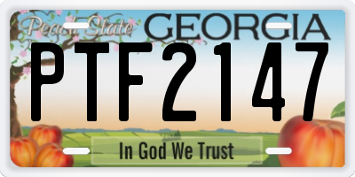 GA license plate PTF2147