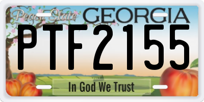 GA license plate PTF2155