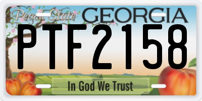 GA license plate PTF2158