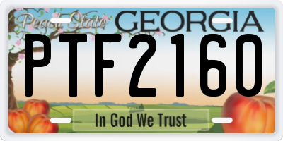 GA license plate PTF2160